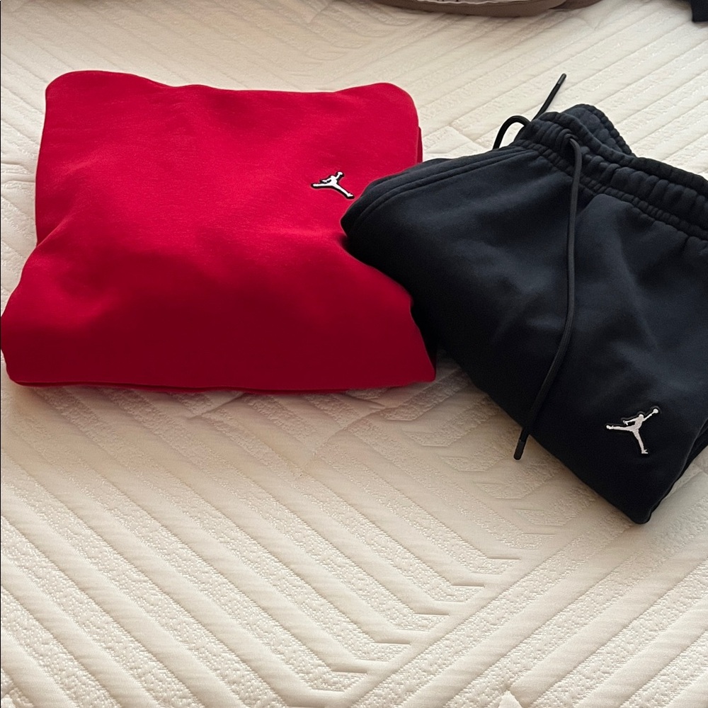 Jordan Red and Black Apparel Set